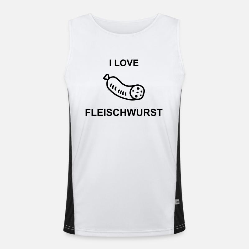 I Love Fleischwurst Funktionelles Kontrast-Tank Top für Männer 