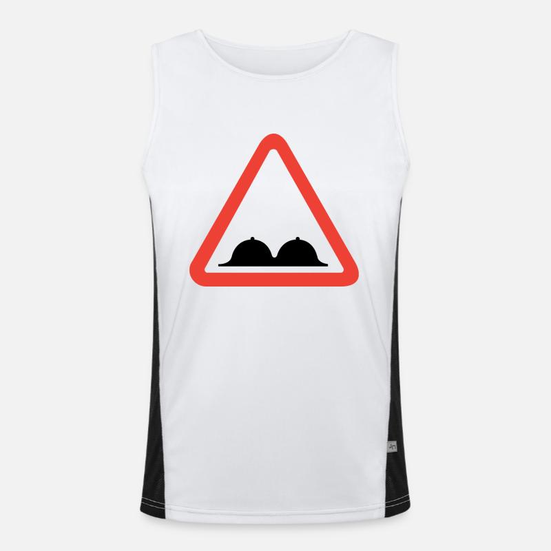 Warnung, Brüste Funktionelles Kontrast-Tank Top für Männer 