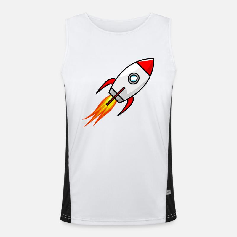 Rocket Rocket Space Shuttle UFO Spacecraft Moon Men's Functional Contrast Tank Top 