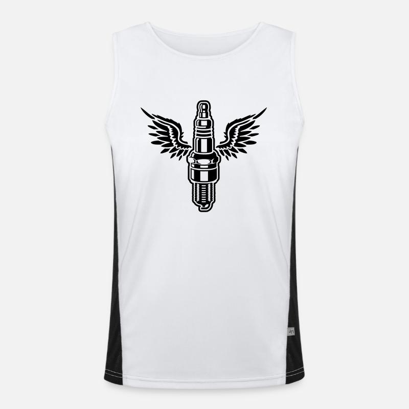 Spark plug with wings - motor - car - workshop Men's Functional Contrast Tank Top 