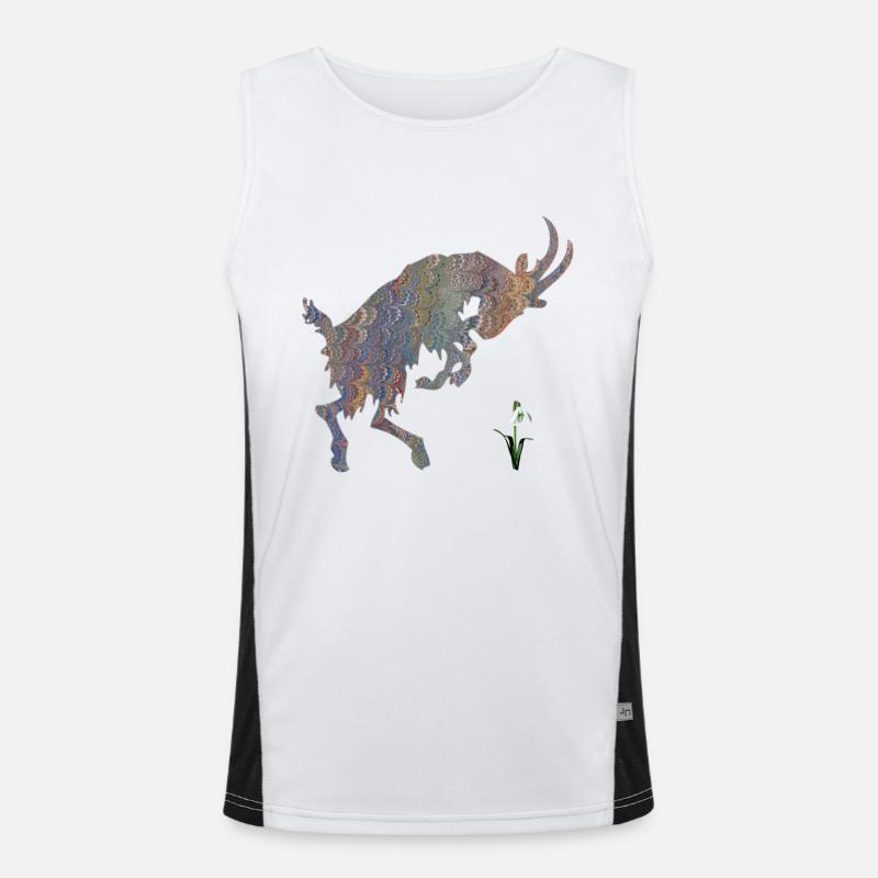 goat with snowdrop e 49 - Men's Functional Contrast Tank Top  - white/black