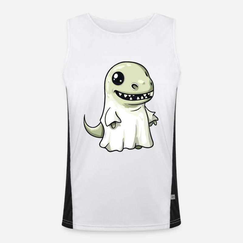 Dinosaur T-Rex Halloween Ghost - Men's Functional Contrast Tank Top  - white/black