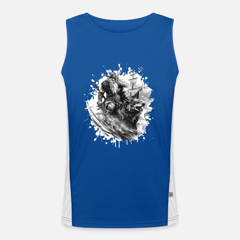 Wikinger Wolf Krieger Valhalla Funktionelles Kontrast-Tank Top für Männer 