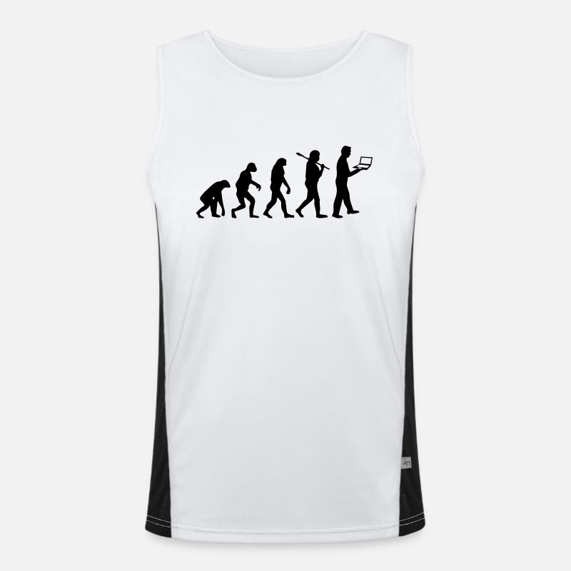NERD EVOLUTION - Men's Functional Contrast Tank Top  - white/black