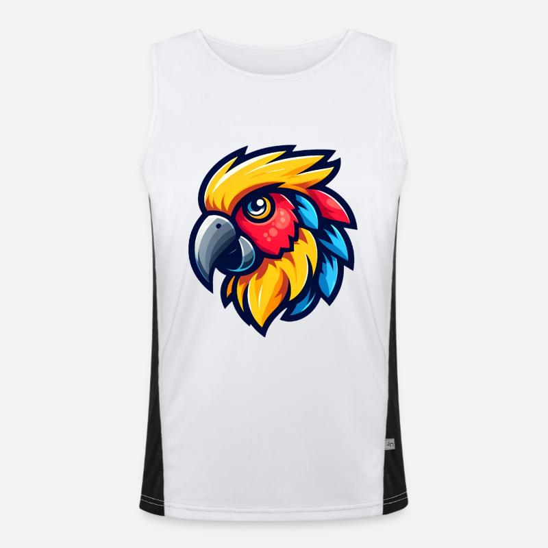 Vibrant Cartoon Parrot Head Design Men's Functional Contrast Tank Top 