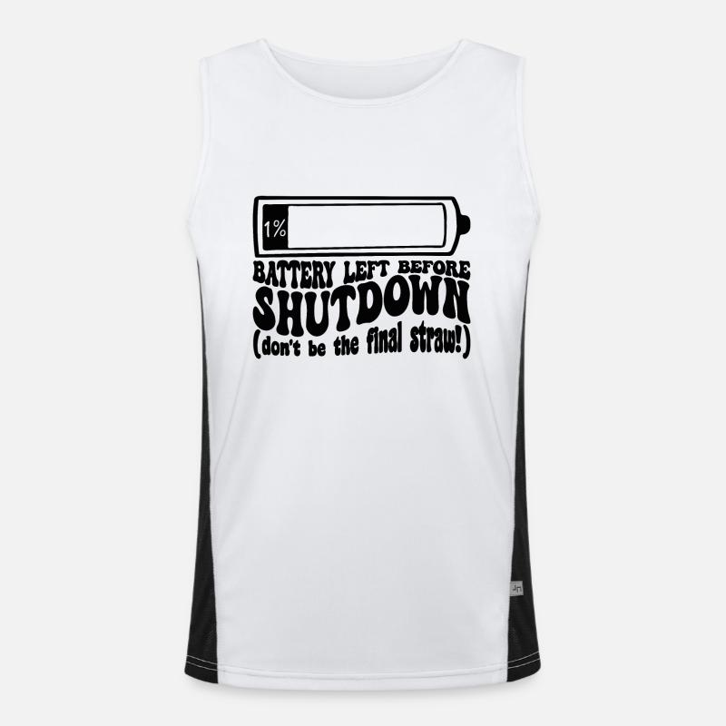 Ein Prozent Batterie vor der Abschaltung Funktionelles Kontrast-Tank Top für Männer 