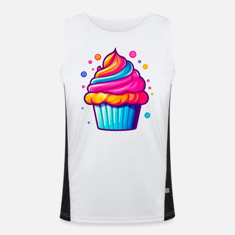 Rainbow cupcake with bubbles Men's Functional Contrast Tank Top 