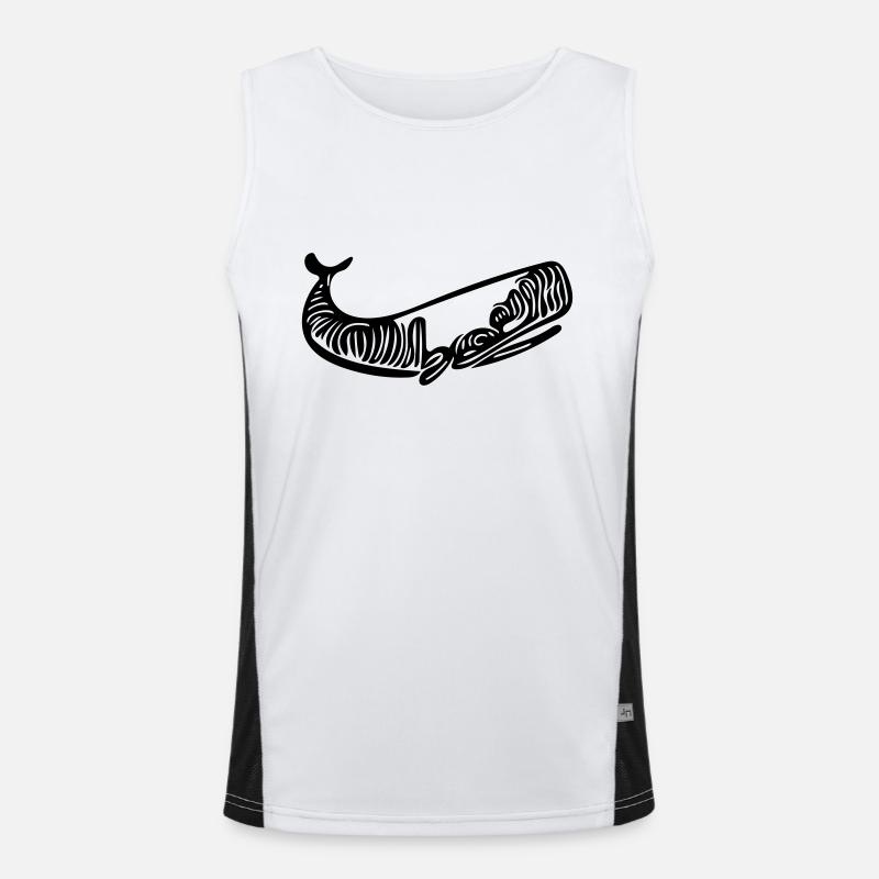 Vector Whale Drawing Style - Men's Functional Contrast Tank Top  - white/black