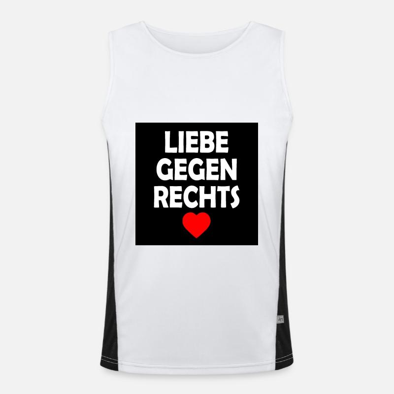 Liebe gegen rechts Funktionelles Kontrast-Tank Top für Männer 