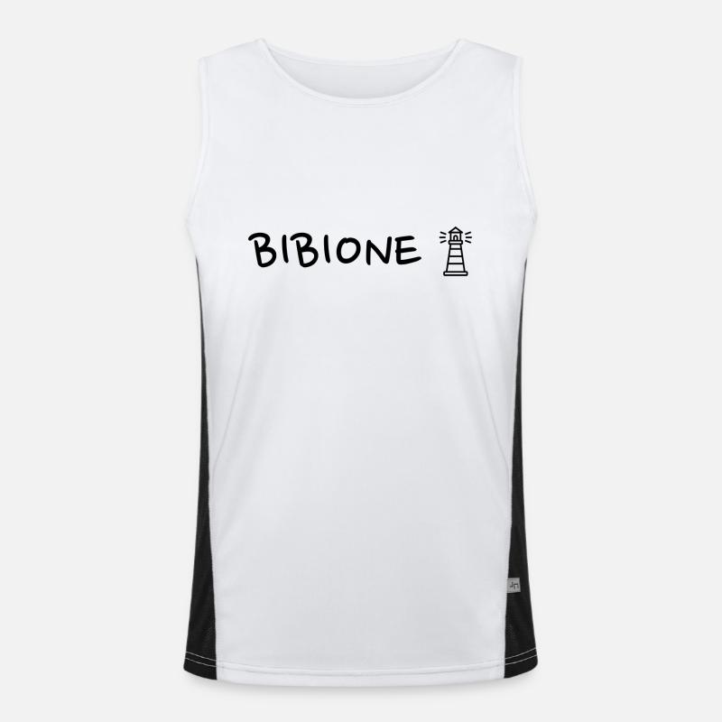 Bibione mit Leuchtturm - schwarz Funktionelles Kontrast-Tank Top für Männer 