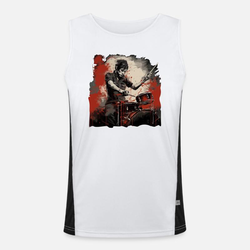 Drummer red Funktionelles Kontrast-Tank Top für Männer 