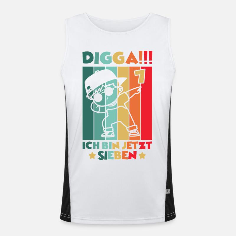 Digga Ich Bin 7 Jahre 7 Geburtstag Dabbing Junge Funktionelles Kontrast-Tank Top für Männer 