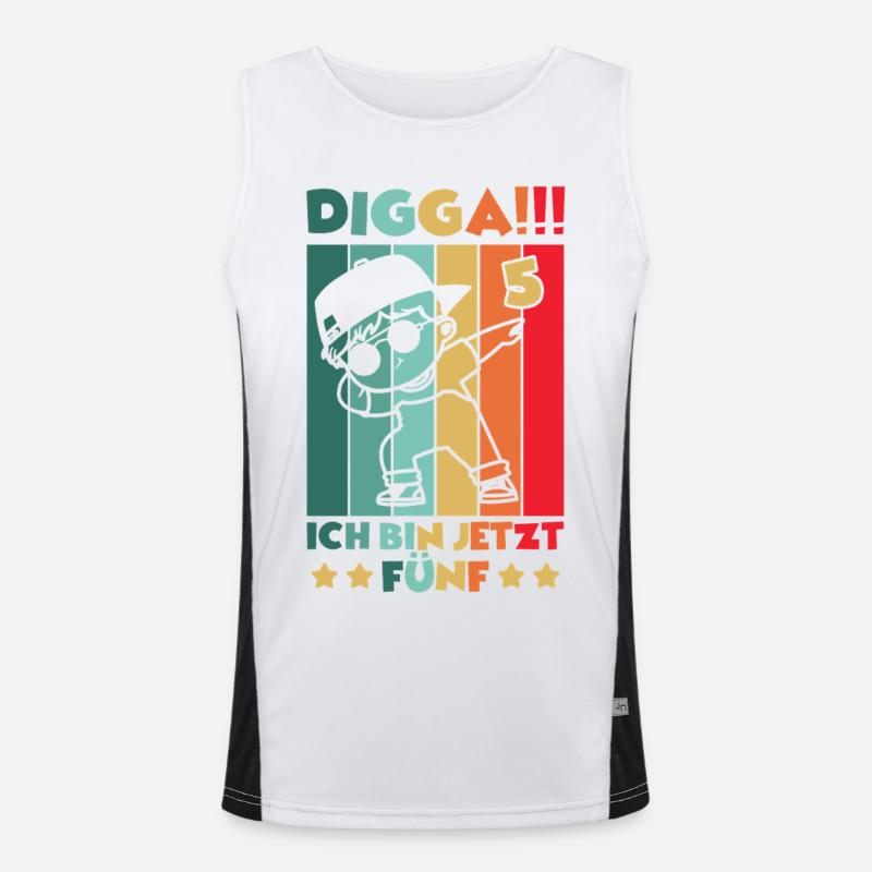 Digga Ich Bin 5 Jahre 5 Geburtstag Dabbing Junge Funktionelles Kontrast-Tank Top für Männer 