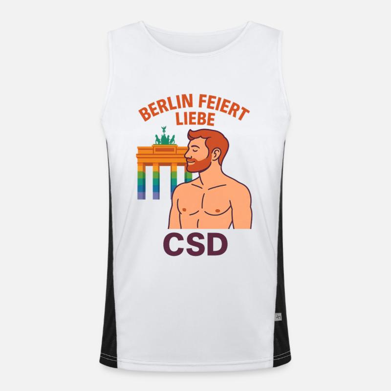 Berlin feiert Liebe CSD Mann Funktionelles Kontrast-Tank Top für Männer 