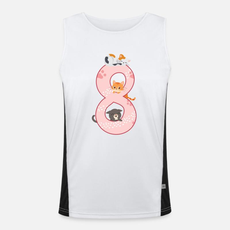8. Geburtstag Mädchen Katze Funktionelles Kontrast-Tank Top für Männer 