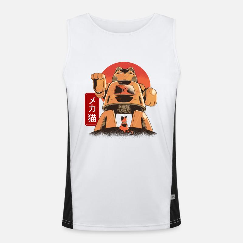 Cat Mech Robot Anime Japanese Mechanical Men's Functional Contrast Tank Top 