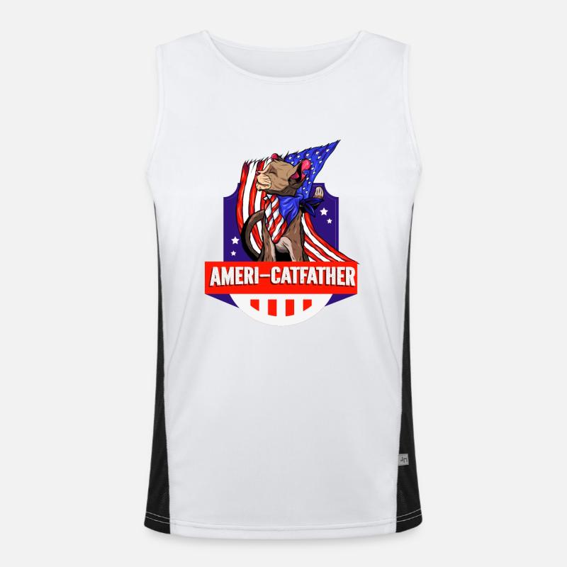 Ameri-catfather July 4 Independence Day - Men's Functional Contrast Tank Top  - white/black