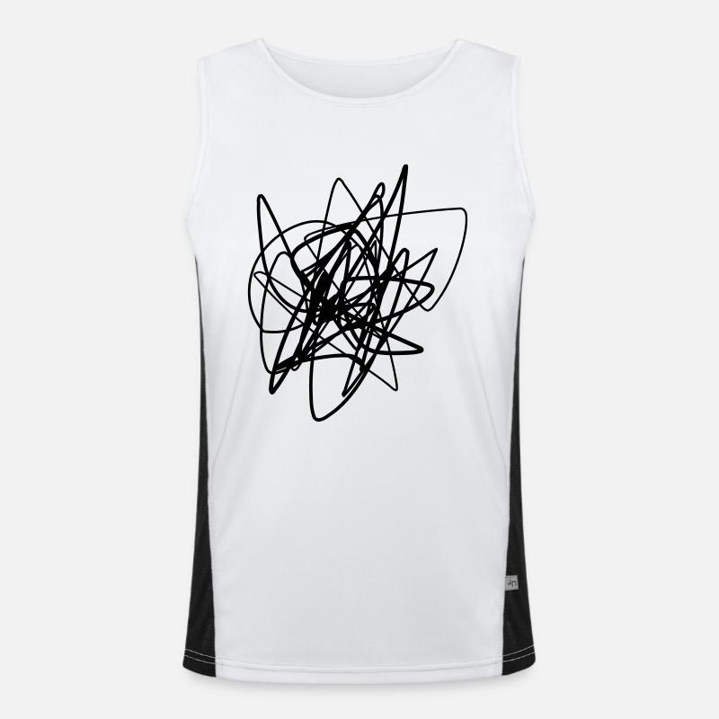 Scribbled chaotic strokes pattern - Men's Functional Contrast Tank Top  - white/black
