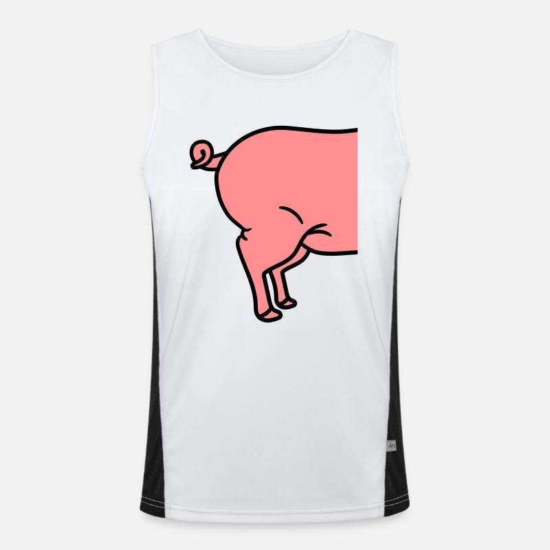 ass behind behind backside half pig sideways cute Men's Functional Contrast Tank Top 