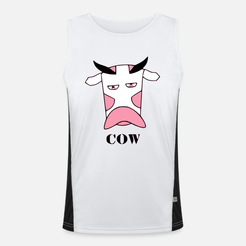 Sad cow's head Men's Functional Contrast Tank Top 