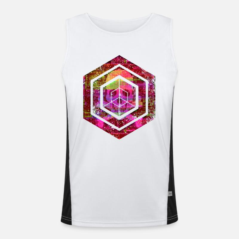 hexagon programming programmer coding geometric Men's Functional Contrast Tank Top 