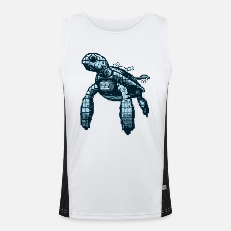 Schildkröte in retro 8 Bit Optik minimalistisch Funktionelles Kontrast-Tank Top für Männer 