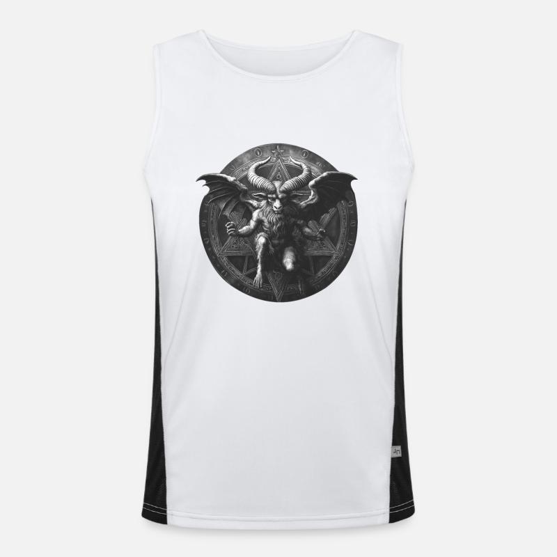 teufel mit pentagramm Funktionelles Kontrast-Tank Top für Männer 