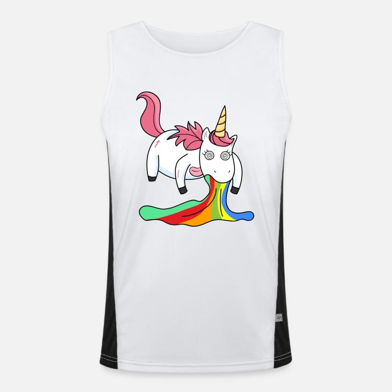 Kotzendes Einhorn Regenbogen Funktionelles Kontrast-Tank Top für Männer 
