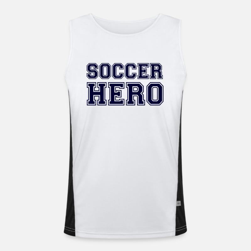 Soccer Hero - Blue Text. Men's Functional Contrast Tank Top 