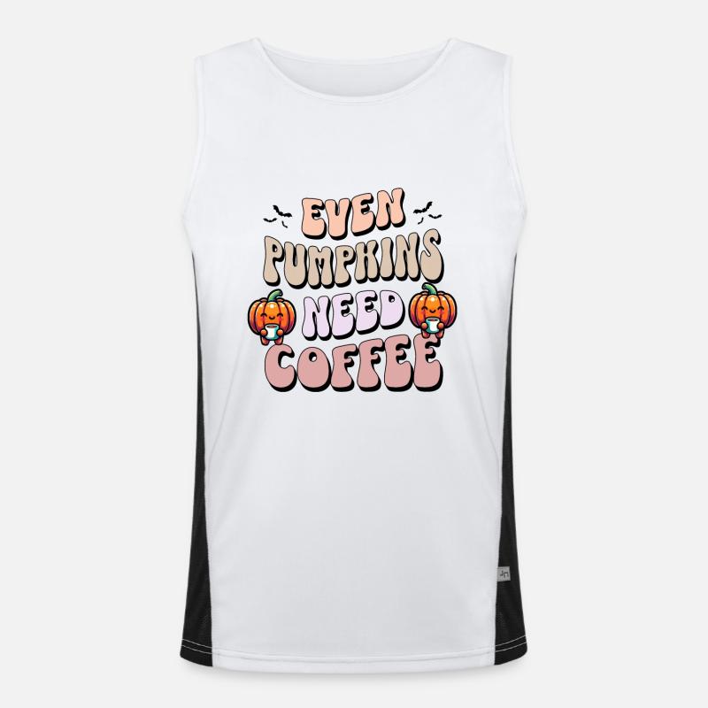 Even Pumpkins Need Coffee - Men's Functional Contrast Tank Top  - white/black