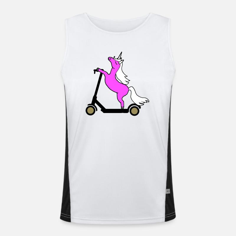 Pink Unicorn Rides E Scooter Scooter Men's Functional Contrast Tank Top 