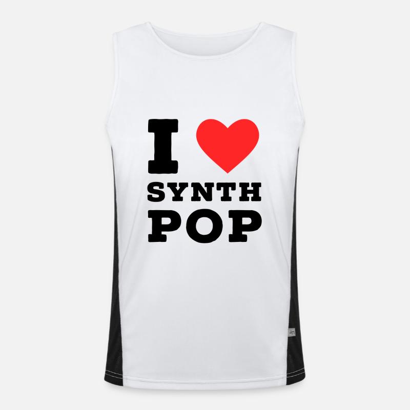 Ich liebe Synthie-Pop Funktionelles Kontrast-Tank Top für Männer 