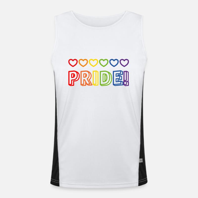 Pride Regenbogenherzen Funktionelles Kontrast-Tank Top für Männer 