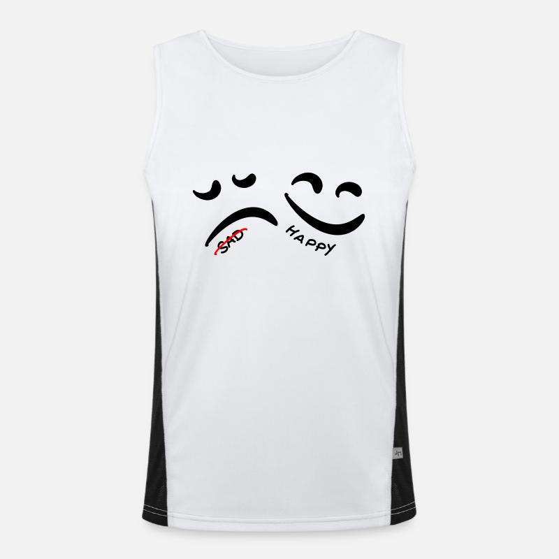 not sad - be happy Funktionelles Kontrast-Tank Top für Männer 