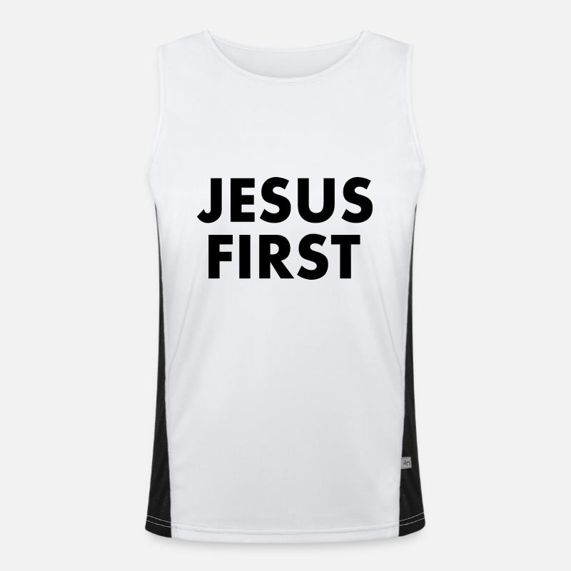 Jesus first Funktionelles Kontrast-Tank Top für Männer 