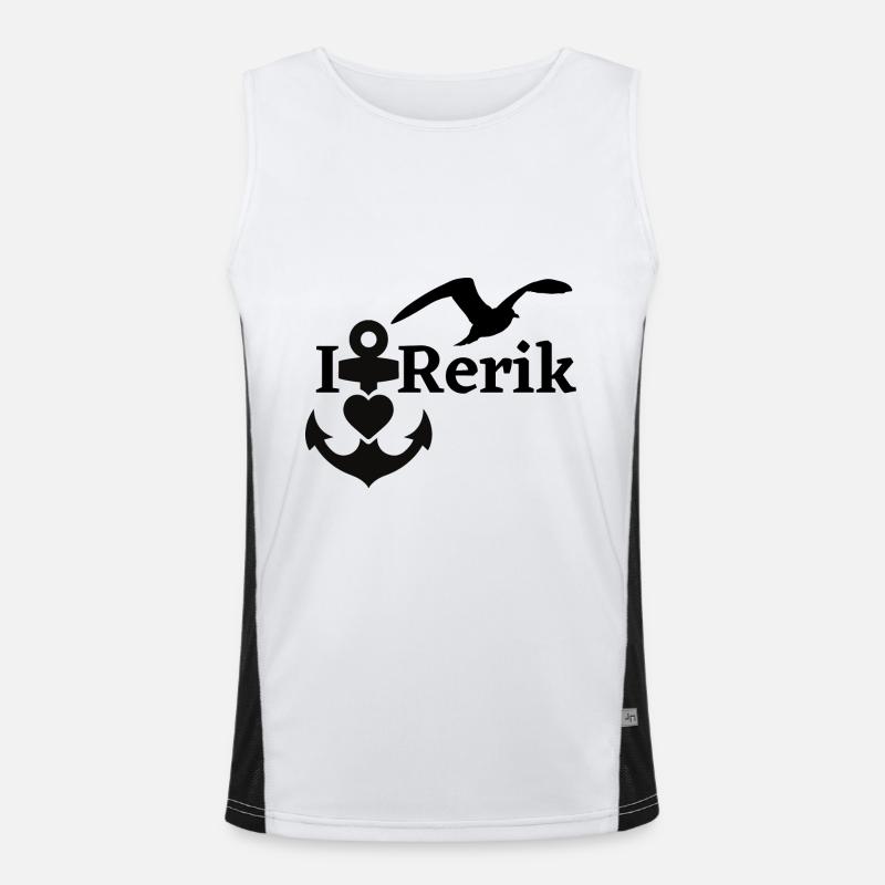 Rerik-Ich liebe Rerik mit Anker Herz & Möwe-Ostsee Funktionelles Kontrast-Tank Top für Männer 