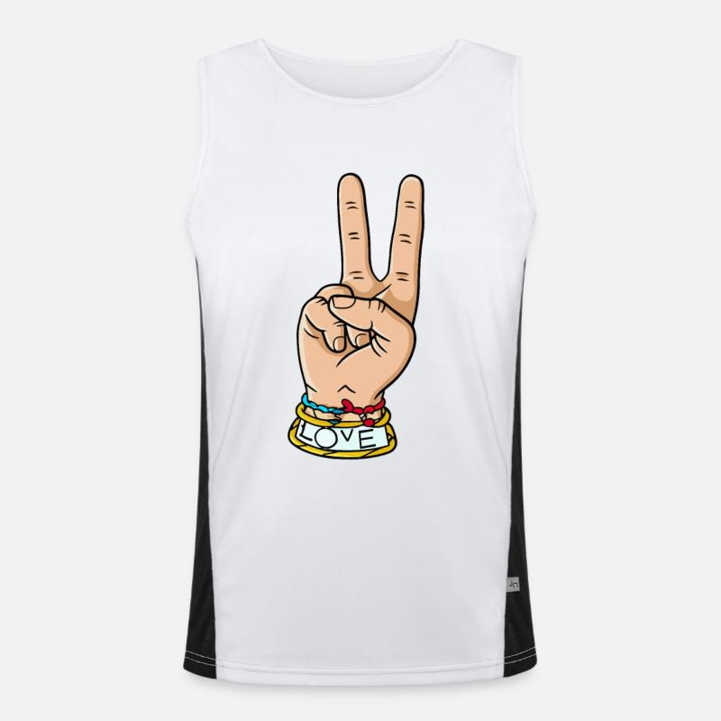 hand peace love Funktionelles Kontrast-Tank Top für Männer 