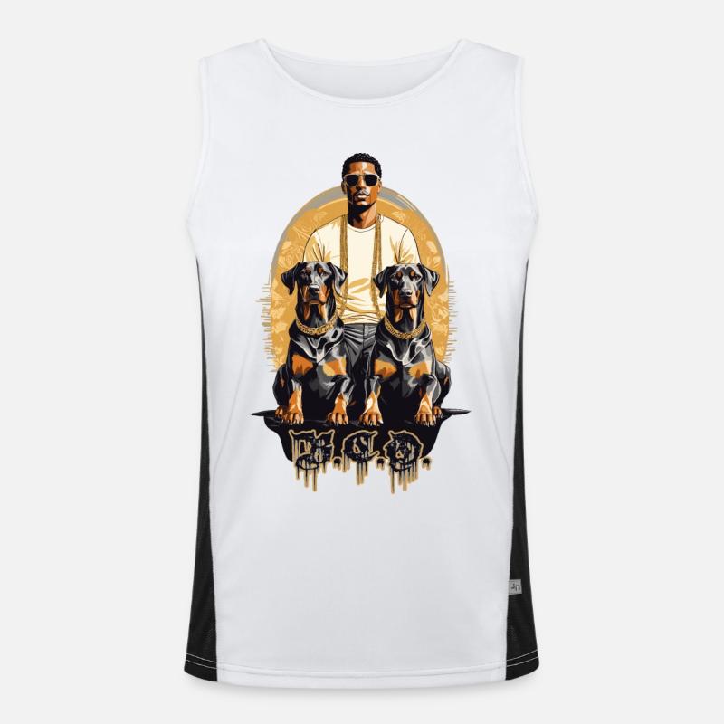 Rapper mit Dobermänner Funktionelles Kontrast-Tank Top für Männer 