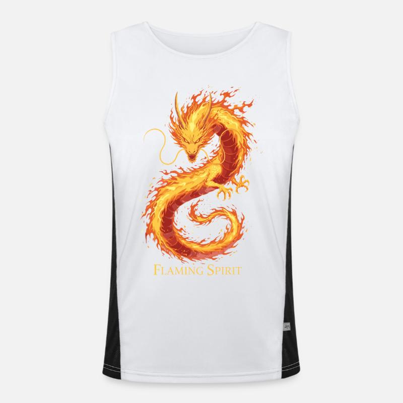 Flammender Geister Drache Funktionelles Kontrast-Tank Top für Männer 