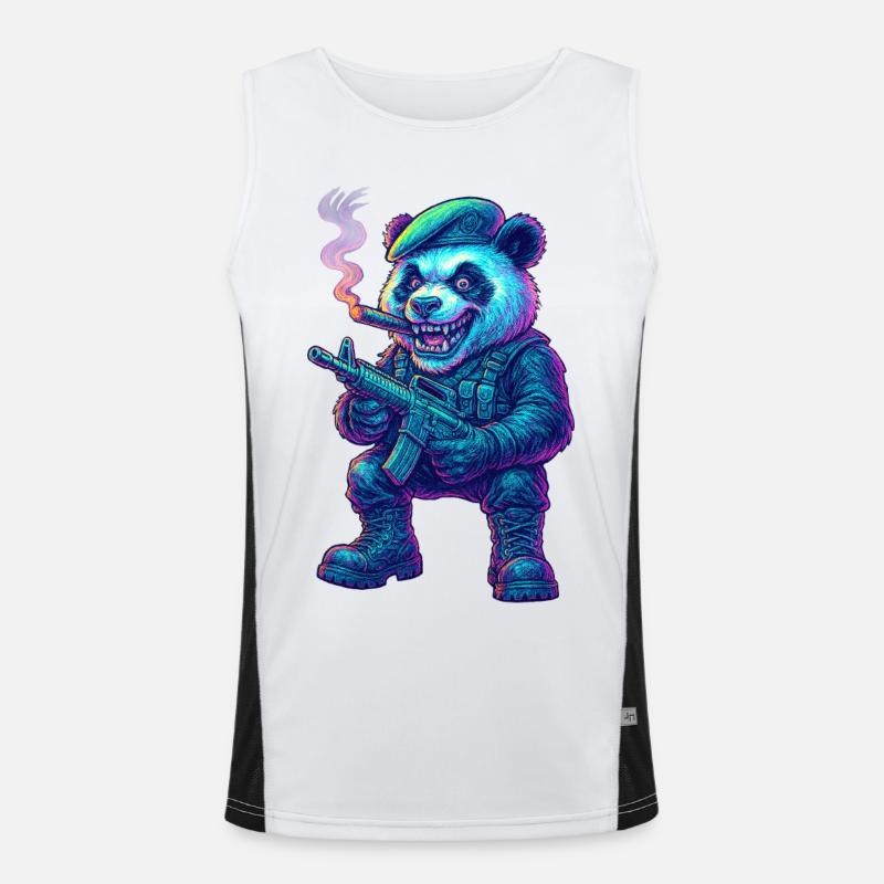 Neon Panda Söldner Funktionelles Kontrast-Tank Top für Männer 