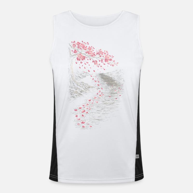 Kirsebærblomst Sakura Kirsebærblomst - Funktionel kontrast tanktop til herrer - hvid/sort