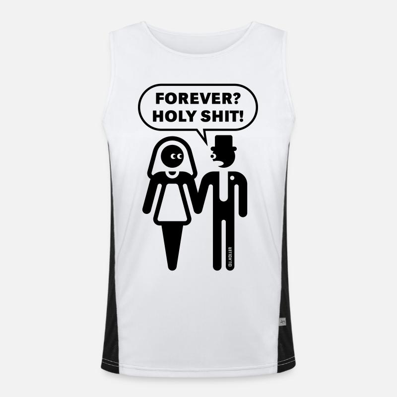 Forever? Holy Shit! (Wedding bachelorette party 1C) Men's Functional Contrast Tank Top 
