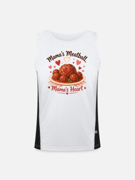 Mom's Meatball & Mom's Heart – Cute Children's Design - Men's Functional Contrast Tank Top  - white/black - Front