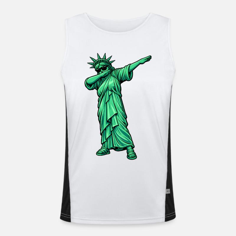 Dabbing Freiheitsstatue Funktionelles Kontrast-Tank Top für Männer 