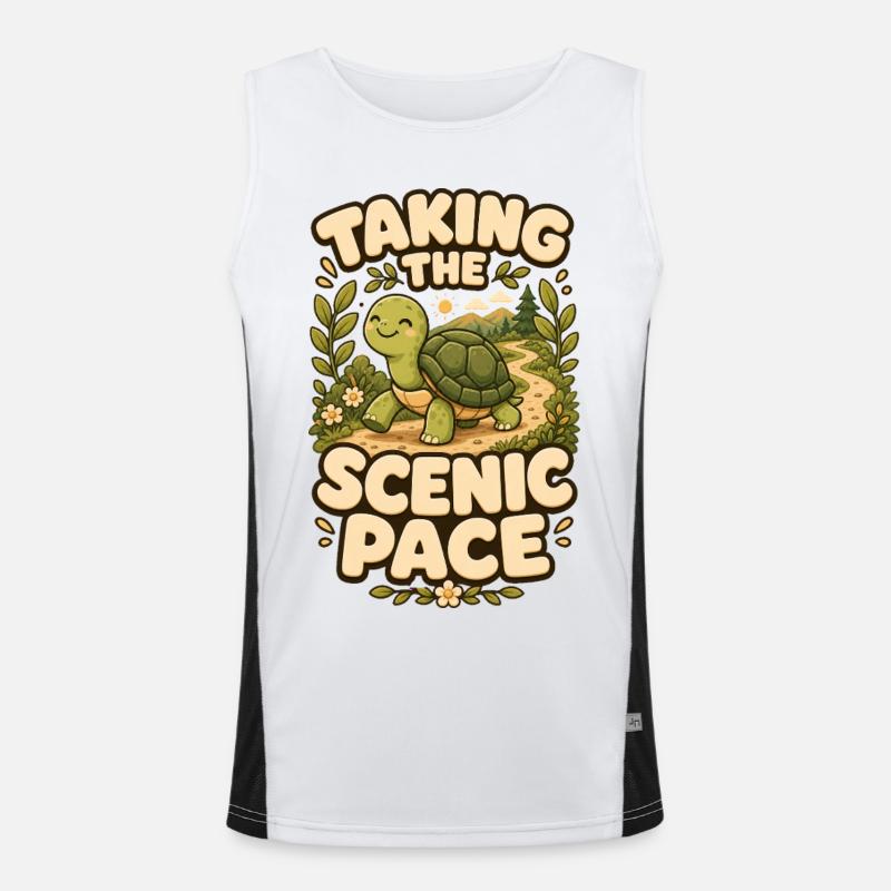 Taking The Scenic Pace Turtle - Men's Functional Contrast Tank Top - white/black