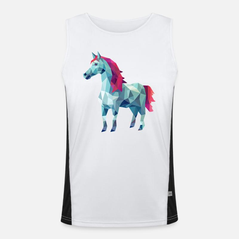Cheval blanc en design d’art polygonal rose Débardeur respirant contrasté Homme 