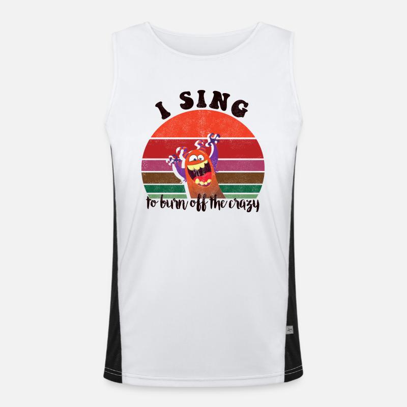 sing burn off crazy retro sunset dark copy Men's Functional Contrast Tank Top 