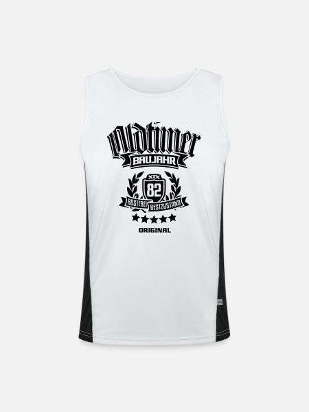 Oldtimer Baujahr 1982 - Funktionelles Kontrast-Tank Top für Männer  - Weiß/Schwarz - Vorne