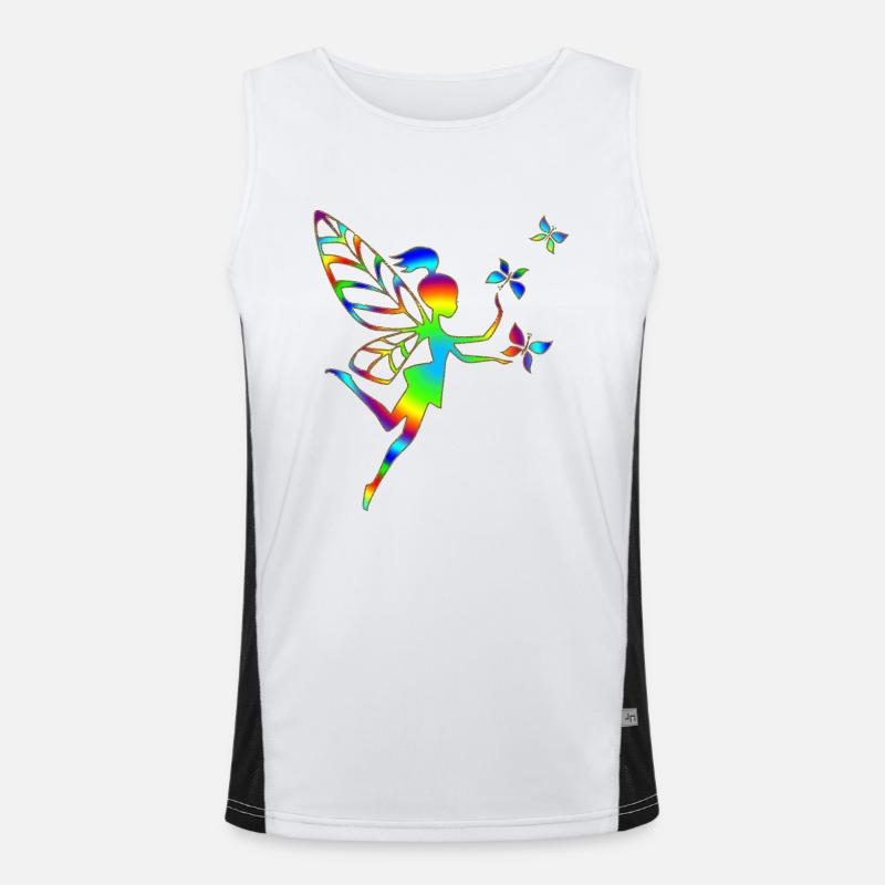 Rainbow fairy, butterfly, magic, pixie, elves, DD Men's Functional Contrast Tank Top 
