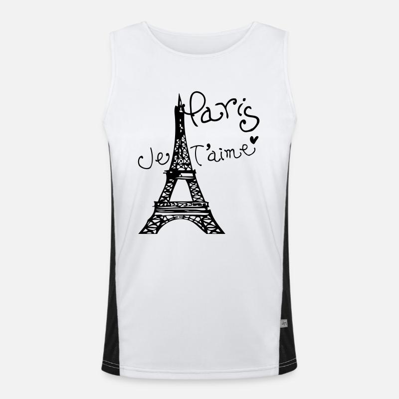 Paris Je T'aime Eiffel tower - Men's Functional Contrast Tank Top  - white/black